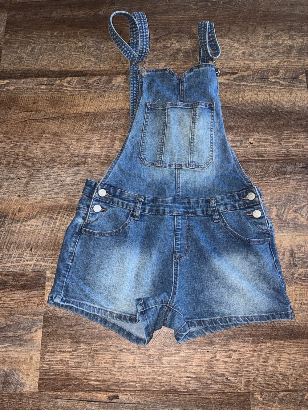 Guess Blue Denim Short Overalls
